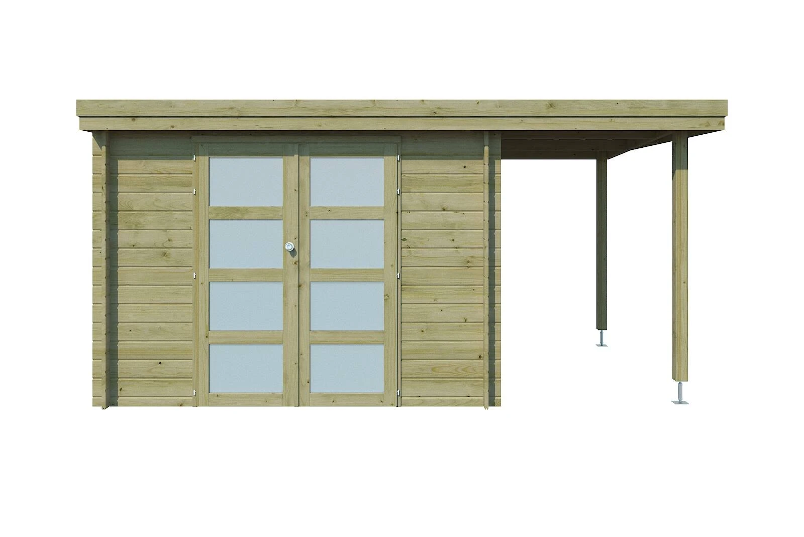 Woodlands Blokhut Oregon met Overkapping Geïmpregneerd 445 x 295 cm - Afbeelding 1